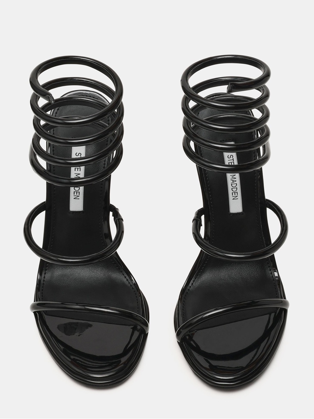 Black Spiral Strap High Heel Sandals